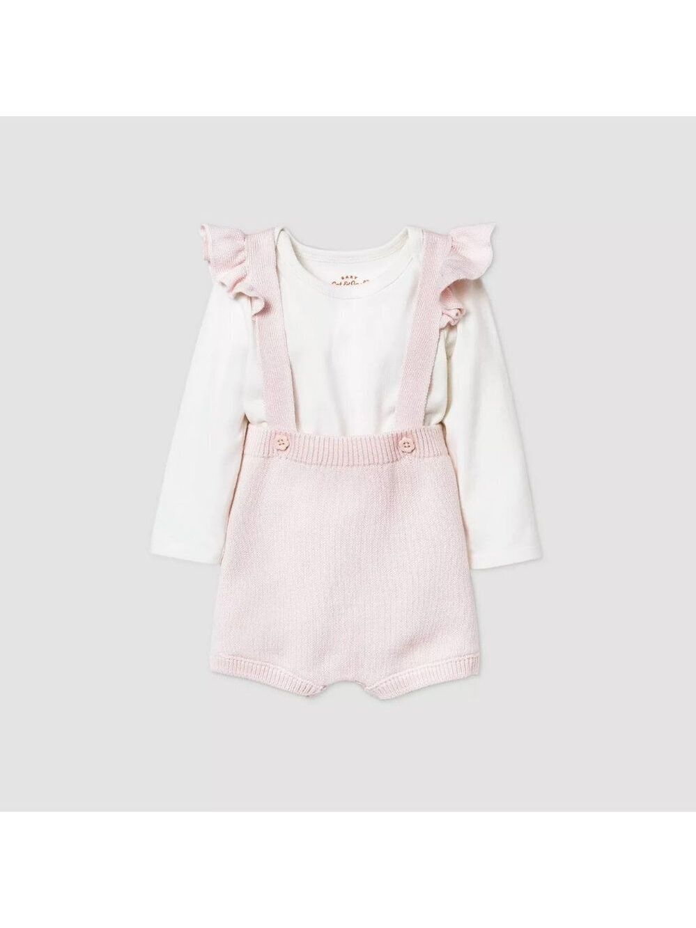 Cat & Jack Baby Girls 2PC Pink Ruffle Sweater Romper Outfit Set 0-3MO NWT